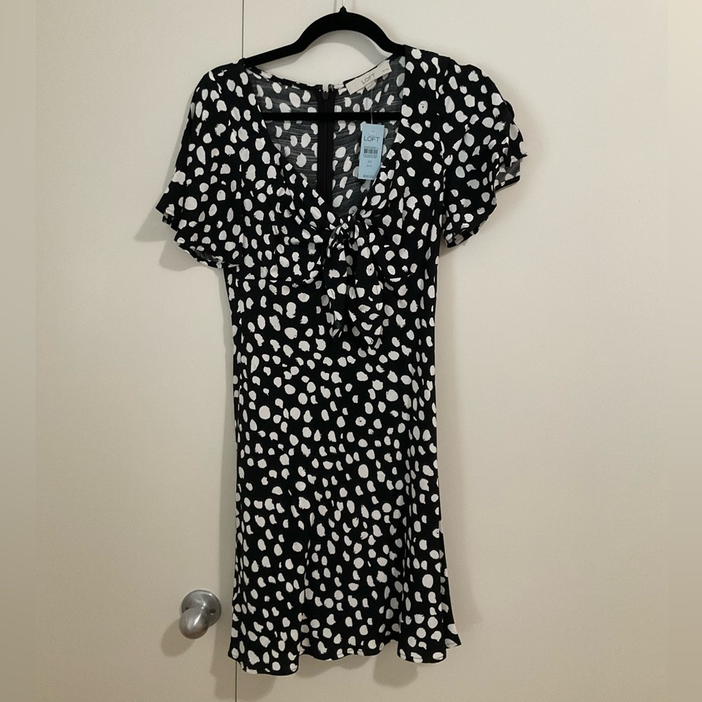 LOFT Black& White Dotted Dress